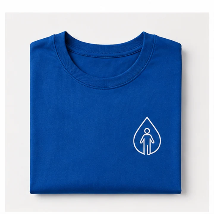 Camiseta azul institucional demonstrativa